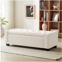 Howjoe Sitzbank Mit Stauraum, Belastbar Bis 200 Kg, Aufbewahrungsbox -123*50*42cm (1-St), Polsterter Sitzmöbel für Wohnzimmer, Schlafzimmer & Flur, 123x50x42cm