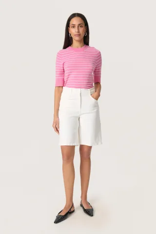 Strickpullover Gerade Passform pink white