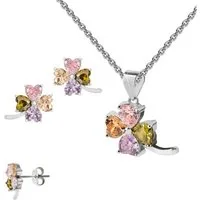 Firetti Ohrring und Ketten Set Multipack Schmuck Geschenk Silber 925 Halskette Ohrstecker Regenbogen (Set, 4-tlg), Made in Germany - mit Zirkonia (synth)