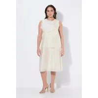 Ulla Popken Midikleid Chiffon-Midikleid Blüten-Applikation Rundhals