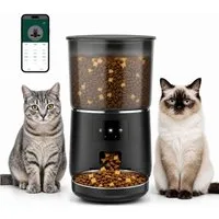 marmortrend Sehnsucht nach Einzigartigkeit Katzen-Futterautomat Futterautomat Katze, 2.4G WiFi Futterautomat Hund mit Edelstahlnapf, App Steuerung mit Katzen Futterautomaten, 1 bis 9 Mahlzeiten pro Tag
