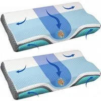 Esun Kopfkissen Nackenstützkissen, Orthopädisches, Nackenkissen Seitenschläferkissen, Füllung: Memory foam, Seitenschlafer, Rückenschlafer, Bauchschlafer, Set, Kissen vom OEKO-TEX® und CertiPUR Getestet, Nackenkissen, Kopfkissen für Erwachsene