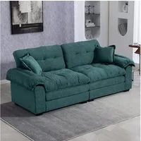 BBG Sofa 213 cm Zweisitzer Sofa aus Chenille mit tiefem Sitz, 1 Teile, Komfortsofa mit Memory-Schaum & Taschenfederkern, inkl. Kissen