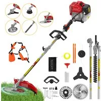CONENTOOL Benzin-Motorsense 52ccm, 2,5kW Benzin Rasentrimmer, 25.5 cm Arbeitsbreite Messer, 43 cm Arbeitsbreite Faden, mit Schultergurt, Multifunktions-Heckenschere & Motorsense
