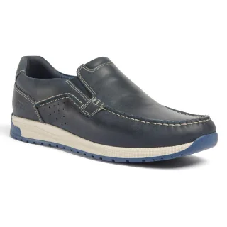 Pod Sean Leder Herren Marineblau Bootschuhe