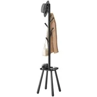 VASAGLE Kleiderständer Garderobenständer, für Mäntel, Hüte, Taschen, Eingangsbereich, Flur, mit 8 Haken und Ablagefläche, tintenschwarz