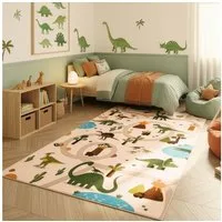 SIMPEX24 Teppich Bunte Dino Welt, Rechteckig, Höhe: 8 mm, Teppich Kinderzimmer