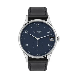 Nomos Glashütte Herrenuhr Minimatik 39 Datum blau 1252