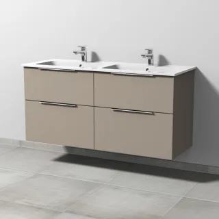 Sanipa 3way Waschtischunterbau zu Duravit ME by Starck Waschtisch mit 4 Auszügen, Sandgrau-Matt UF72867