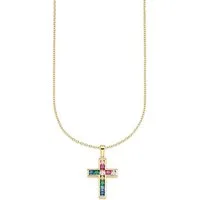 Bruno Banani Kette mit Anhänger Schmuck Geschenk Silber 925 Halsschmuck Halskette Regenbogen Kreuz, mit Zirkonia (synth)