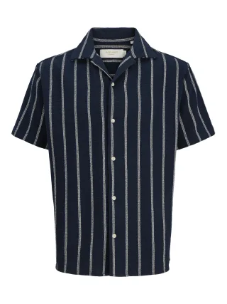 JACK&JONES - JJECOBA STRIPE RESORT SHIRT SS SN Sky Captain - Gr. - L