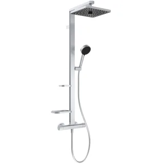 Ideal Standard Duschsystem Ceratherm Alu+ mit Thermostat 2 Abl., 2-fach-Handbrause und eckiger 2-fac BE210SI