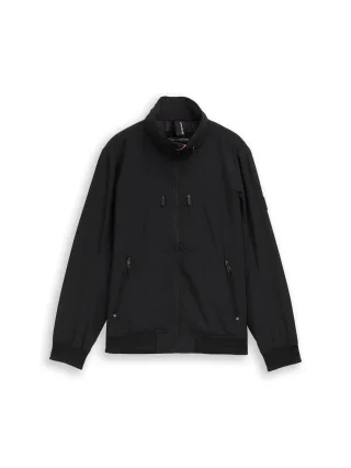 Tom Tailor - Blouson Jacke mit Kapuze im Stehkragen black - Gr. - S