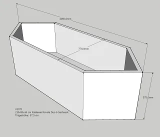 Neuesbad Wannenträger für Kaldewei Novola Duo 6/Star Nr. 210x80 Überlauf gegenüberliegend SW83203
