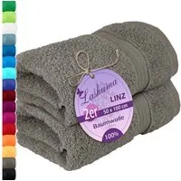 Lashuma Handtücher Linz, Frottee (2-St), Flauschiges Handtuchset grau 50x100 cm