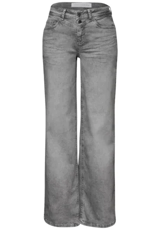 Street One - Wide Leg Jeans im Loose Fit mit regulärer Bundhöhe grau - Gr. - 30