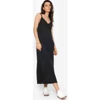 SASSYCLASSY Midikleid Musselin Maxi Kleid Damen mit Fransenborte Musselinkleid aus Baumwolle mit dezenten Fransen elegant in Schwarz