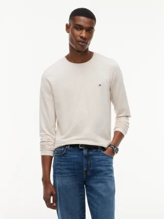 STRETCH SLIM FIT LONG SLEEVE TEE Heathered Oatmilk - Gr. - M
