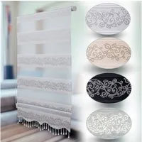 Doppelrollo Doppelrollo Duorollo Klemmfix ohne Bohren 1533 mit Perlen, Plisseeonline, blickdicht, Klemmfix Montage am Fensterrahmen, Freihängend, Klemmfix, Motiv, Weiß, Grau, Gold, Schwarz