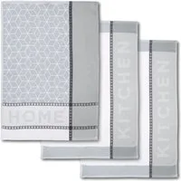 Dyckhoff Geschirrtuch HOME & KITCHEN, Maße je Tuch ca. 50x70 cm, aus 100% Baumwolle, (Set, 3-tlg), mit zwei verschiedenen Motiven