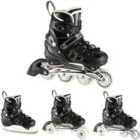 NILS EXTREME Inlineskates 4-IN-1 Inliner LED Schlittschuhe Rollschuhe wechselbare Kufen, Verstellbare Größe & leuchtende Rollen