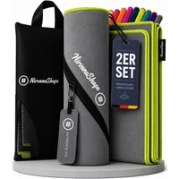 NirvanaShape Reisehandtuch Mikrofaser Handtücher Set, Badehandtuch, Reisehandtuch, Strandtuch, Ecktasche mit Reißverschluss, saugfähig, leicht, schnelltrocknend