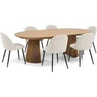 ebuy24 Essgruppe Tokyo Essgruppe Esstisch natur, 6 Stühle aus beige, (7-tlg)