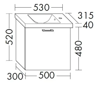 Burgbad Keramik-Waschtisch+Waschtischunterschrank Eqio Eiche Dekor Baumwolle/Alpinweiss SFPF053F7344C0001