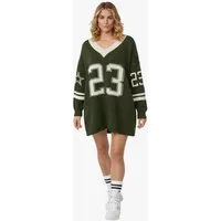 Worldclassca Longpullover WORLDCLASSCA Oversized Strickpulllover College 23 Pulli V-Ausschnitt Neue Kollektion - Stilvolle und gemütliche Strickmode für Damen