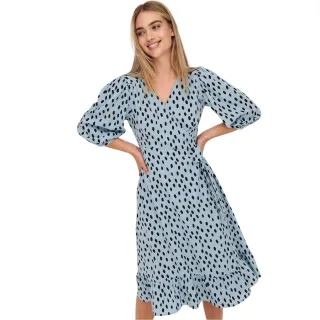 Only - Wickelkleid für Damen, Regulär (Nebelblau)