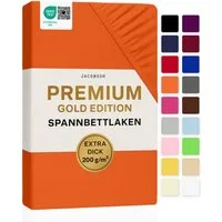Jacobson Spannbettlaken PREMIUM 200 g/m² Jersey aus 97% Baumwolle & 3% Elasthan, Extra dichtes Bettlaken mit maximalem Halt