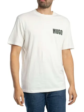 HUGO Derlyns Rückengrafik-T-Shirt, Weiß