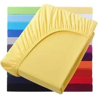 NatureMark Spannbettlaken Boxspringbett Spannbetttuch 200x220cm, Baumwolle, Gummizug: rundum, (1 Stück), 40 cm Steghöhe - 200 x 220cm Spannbetttuch, Gelb