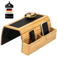 eluno Tabletttisch aus Bambus mit seitlichen Fächern