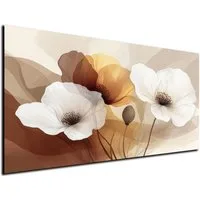 DARO Design Leinwandbild Modern Abstrakt Wandbilder XXL Wandbild Wand Deko Leinwand Bilder, (Blüten Braun - Bild groß Wohnzimmer Schlafzimmer Küche Esszimmer Einteilig Querformat Fotodruck Leinwände Wanddeko Abstrakte Kunst Boho), 30x20cm