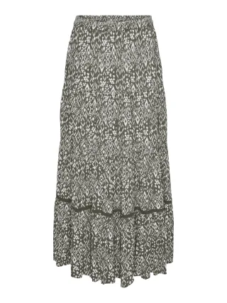 ONLY CARMAKOMA - CARVIWI MAXI SKIRT AOP Smokey Olive - Gr. - 46