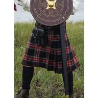 Battle Merchant Wikinger-Kostüm Schottenrock, 8 Yard Kilt,Black Stewart Tartan