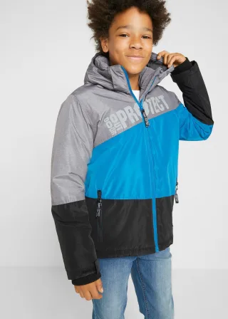 bonprix wasserdichte Winterjacke im Colourblocking mit Kapuze, schwarz, Gr.128/134, Coole Winterjacke mit vielen Funktionen