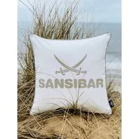 Sansibar Sylt Dekokissen Outdoor Kissen Sansibar (1 Stück), Logodruck, 45x45 cm, Kissenfüllung, Outdoor geeignet, wasser- und schmutzabweisend