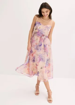 bonprix Midikleid aus zartem Tüll, rosa, Gr.46, Bezauberndes Midikleid aus zartem Tüll mit Netz-Einsatz und Binde-Detail an der Taille