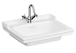 VitrA Valarte Möbelwaschtisch 65 x 53 cm mit Hahnloch 4 Überlauflöcher Weiß Hochglanz,7801B403-0001 7801B403-0001