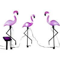 Spetebo Gartenstecker Solar Garten Stecker Flamingo - 3er Set - LED (Set, 3-St., 3er Set) LED Figur Terrasse Deko Beleuchtung