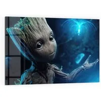 DEQORI Küchenrückwand 'Niedlicher Baby Groot', Glas Spritzschutz Badrückwand Herdblende