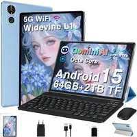 DEERTiME Android 15 Tablet 30GB RAM 64GB Speicher/erweiterbar auf bis 2TB Tablet (10,1", 64 GB, Android 15, 6000mAh, Gemini AI, 5G WiFi, Widevine L1, mit Tastatur/Maus)