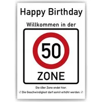 Tigerlino Poster 50. Geburtstag Geschenk Verkehrszeichen Karte Happy Birthday Deko Bild
