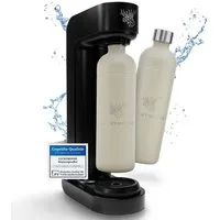 Luckymoose Wassersprudler Infinity mit 2x 1,25L spülmaschinenfesten Edelstahlflaschen, (2x Sand-tlg), Spart bis zu 25% CO2, Flaschen spülmaschinenfest & ohne Ablaufdatum