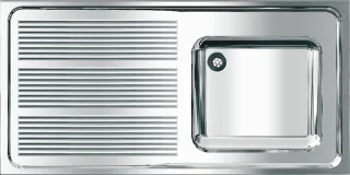 KWC Aquarotter Gewerbespüle, MAXIMA, Edelstahl, 1200x382x600 mm, Tropfteil links, 2000057698 2000057698