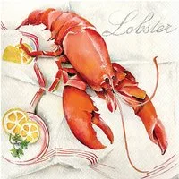 Ambiente Luxury Paper Products Papierserviette, Servietten Papier 33x33cm 3-lagig mit Lobster / Hummer Motiv 20 Stück