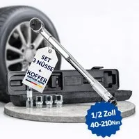 NTG Nutzfahrzeug Technik GmbH Drehmomentschlüssel 1/2 Zoll 40-210 Nm + Verlängerung inkl. Koffer + 17 19 21 mm Nüsse