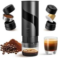 Tekoo Reisekaffeemaschine Tragbare Espressomaschine 20 Bar Akku, für Kapsel & Pulver, USB-C, Dauerfilter Spezialgröße, 20 Bar Pumpendruck, 2-in-1 System für Kapseln und Pulver, Kompaktes